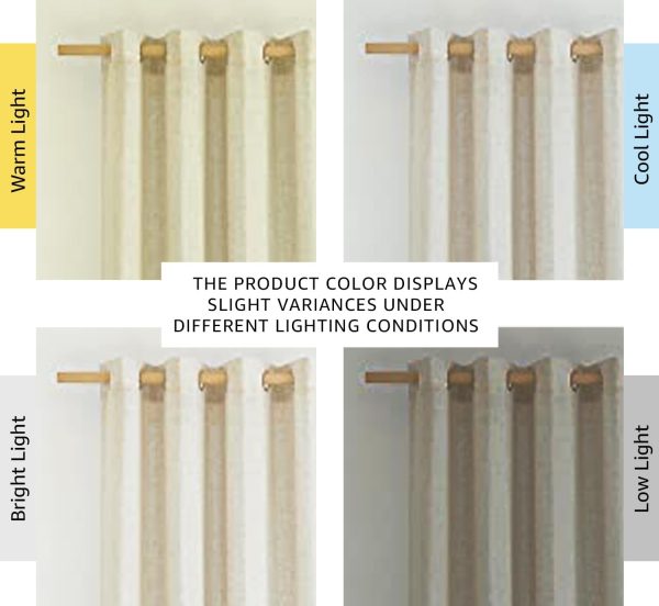 Natural Linen Curtains 84 inch Long 2 Panels Set, Grommet Top Thick Linen Burlap Semi Sheer Vertical Drapes Privacy Assured with Light Filtering for Bedroom/Living Room, W55 x L84 - Image 2