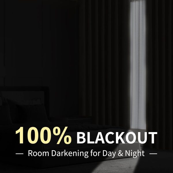 100% Blackout Window Curtains 84 inches Long 2 Panels Set, Faux Linen Look Thermal Insulated Grommet Drapes, Room Darkening Curtain for Bedroom Living Room(W52 x L84 Inch, Light Khaki) - Image 2