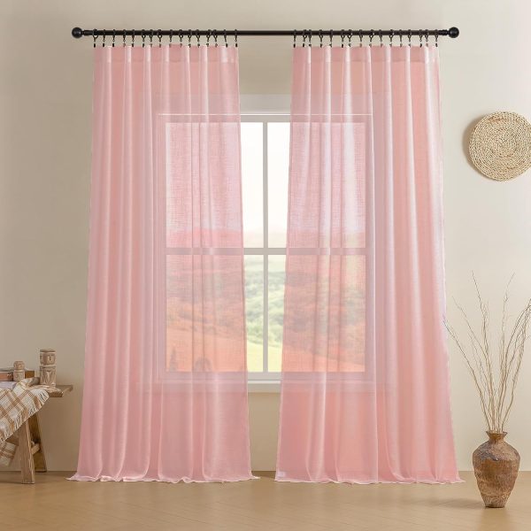Sheer Curtains 108 Inches Long, Beige Curtains for Living Room 2 Panels Set, Window Curtains Privacy Assured with Light Filtering(W52 x L108 Inch,Tapioca)