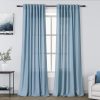 Blue Semi Sheer Linen Curtains 84 inch Length for Living Room Back Tab Modern Farmhouse Coastal Decor Stone Dusty Blue Cotton Textured Gauze Curtains for Dining Room Bedroom Blue Grey