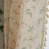 Floral Bedroom Curtains 84 Inch Length 2 Panels Set Farmhouse Semi Sheer Living Room Drapes Cotton Linen Blend Bohemian Window Curtain Panels with Tassel Beige Rod Pocket Drapes