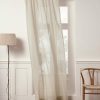 Light Natural Linen Sheer Curtain 96 Inch - 100% Pure Linen European Flax Window Treatment Panel 52 x 96 Inch - Light Filtering Rod Pocket Curtain for Living Room, Bedroom