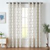 Boho Linen Blend Curtains Beige Farmhouse Curtains 96 Inches Long Blue Embroidered Leaf Living Room Ogee Geometry Drapes Light Filtering Grommet Country Drapes 2 Panels Blue on Flax - Image 2