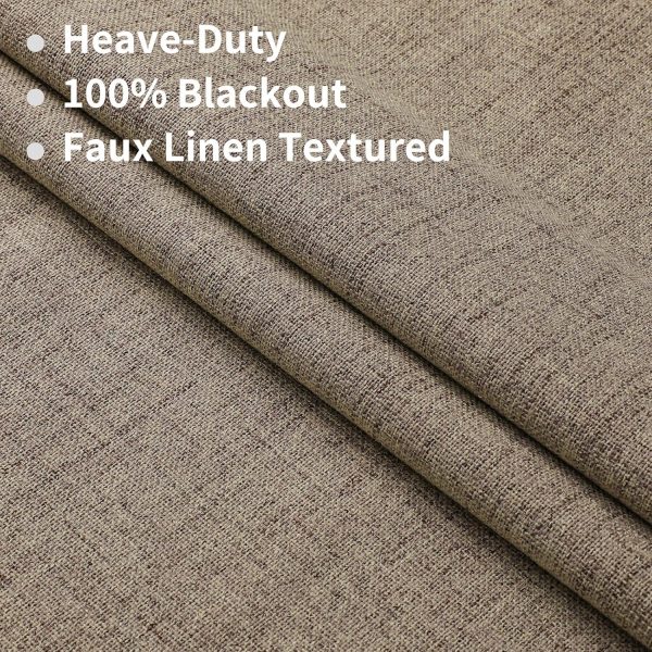 Natural Linen Curtains 84 inch Length 2 Panels Set Burg 100% Blackout Long Drapes for Bedroom Living Room Black Out Darkening Curtain Thermal Insulated Back tab Rod Pocket(52x84 inch,Linen) - Image 2