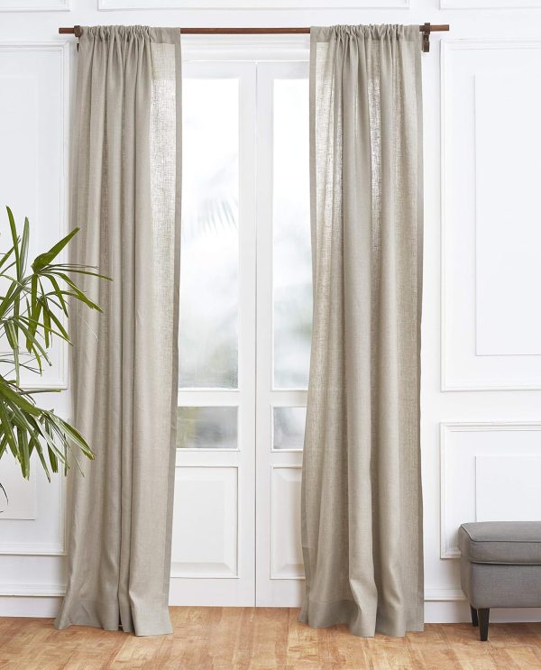 Natural Linen Curtain 52 x 96 Inch, Light Filtering Rod Pocket Curtain 96 Inch, 100% Pure Linen European Flax Window Treatment Panel for Living Room, Bedroom - Image 2